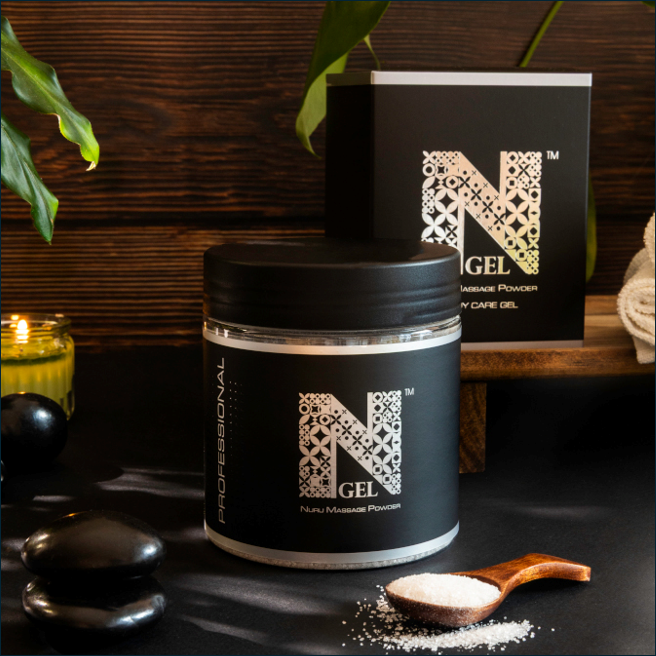 NGel «Professional» Nuru Massage Powder, für bis zu 45 L Ganzkörper-Massagegel mit Nori & Aloe Vera, 450g